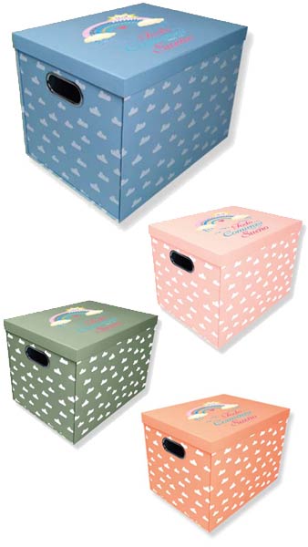 CAJA PLEGABLE DECORADA CON ASAS 35X26X26CM