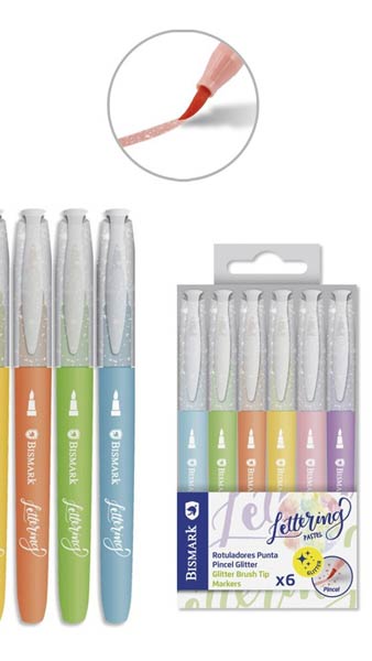 ROTU PINCEL 6 COLORES PURPURINA COLORES PASTEL EN BLISTER