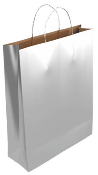 BOLSA REGALO PAPEL KRAFT PLATA S 24X10X32CM