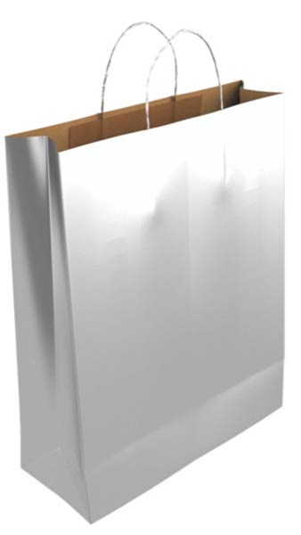 BOLSA REGALO PAPEL KRAFT PLATA L 32X14X40CM