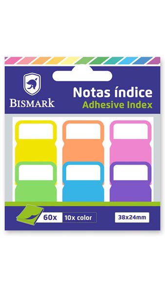 BANDERITAS ADHESIVAS ANCHAS 38X24MM NEON ( NOTAS INDICE )