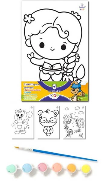 LIENZO 20X30CM PARA COLOREAR CON PINTURAS ACRILICAS+PINCEL
