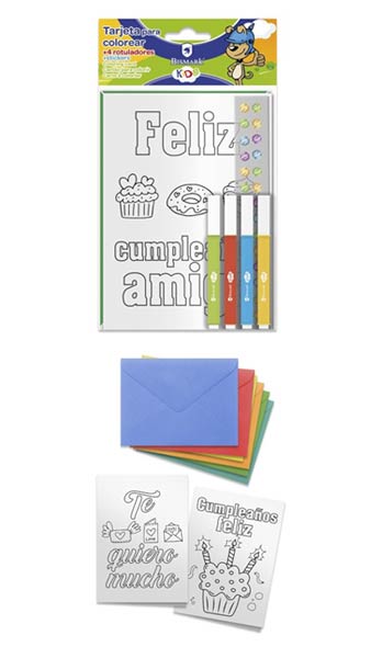 TARJETA FELICITACION PARA COLOREAR CON ROTU - CAJA 24