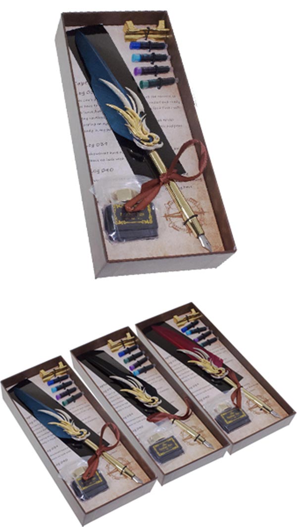 SET ESCRITURA PLUMA CON ARABESCO - 3 MODELOS DISTINTOS SURT