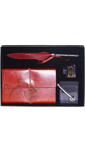 SET PLUMA CON LIBRETA TINTERO Y STAND